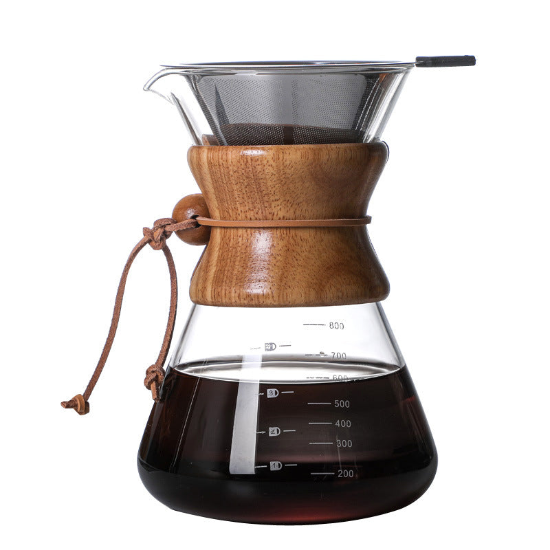 Borosilicate Glass Pour Over Coffee Server with Bamboo Handle (400ml – 1000ml)