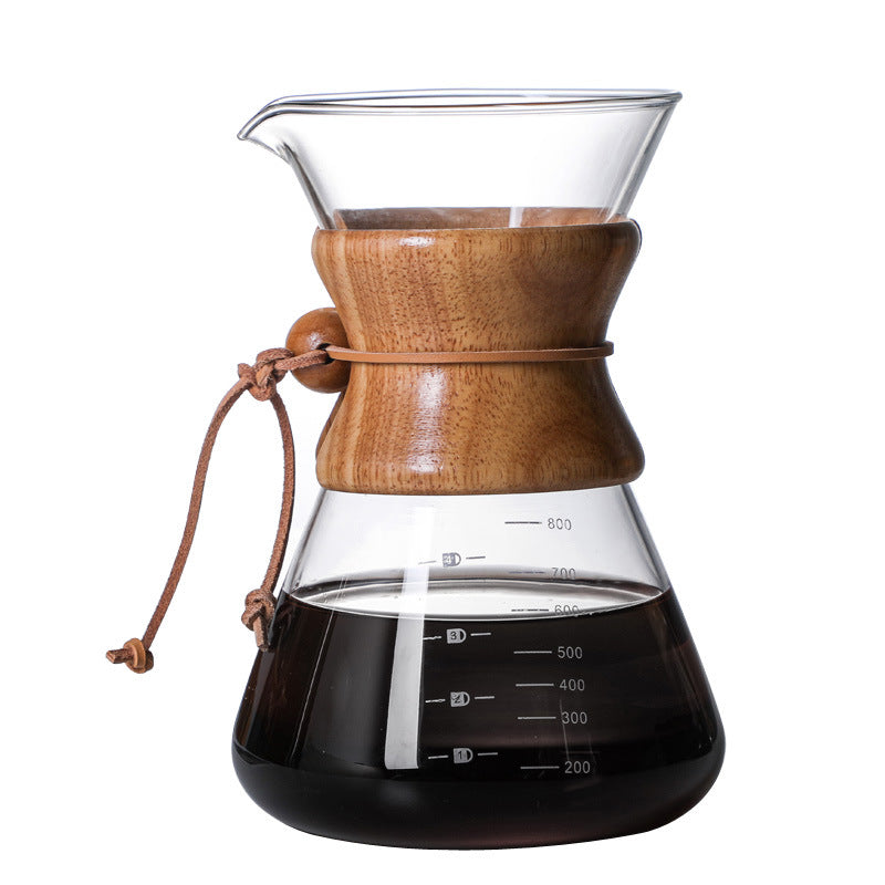 Borosilicate Glass Pour Over Coffee Server with Bamboo Handle (400ml – 1000ml)