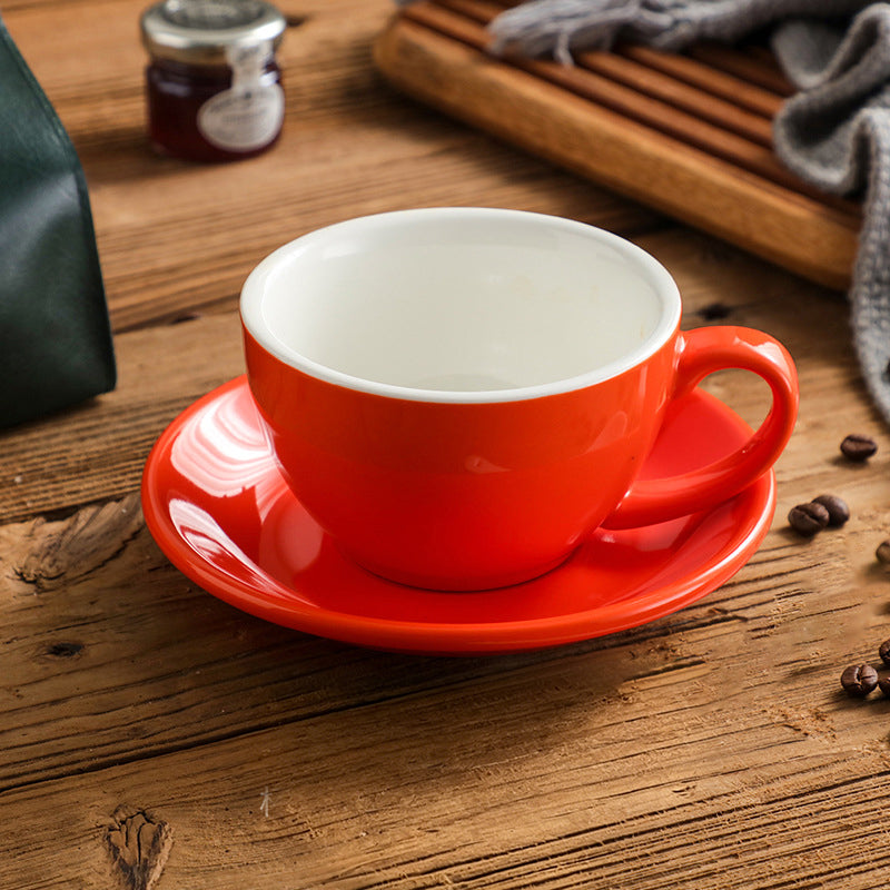 Orange Nordic-Style Ceramic Latte Art Cup, 300 ml