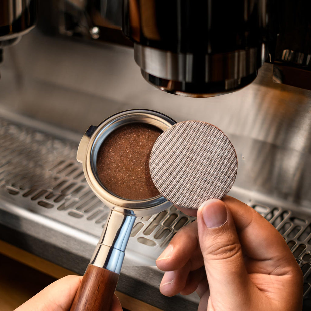 Stochastic Box 58mm Bottomless Portafilter with Rosewood Handle for E61 Espresso Machine