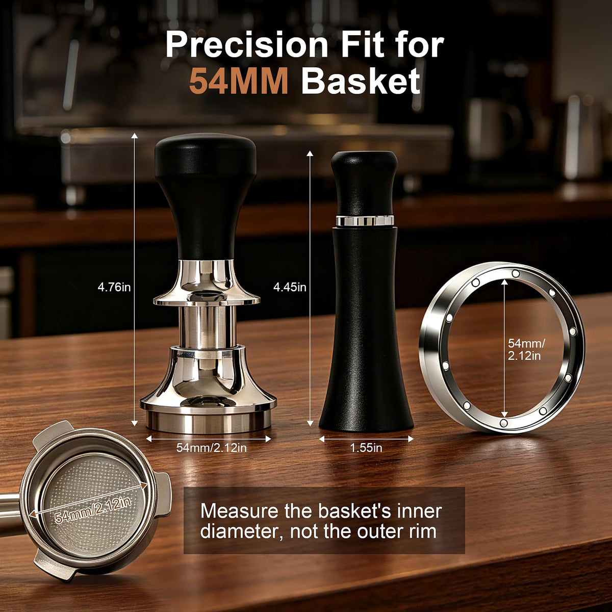 Reoszeank 54mm Breville Espresso Kit – Tamper, WDT & Funnel for precise coffee brewing.