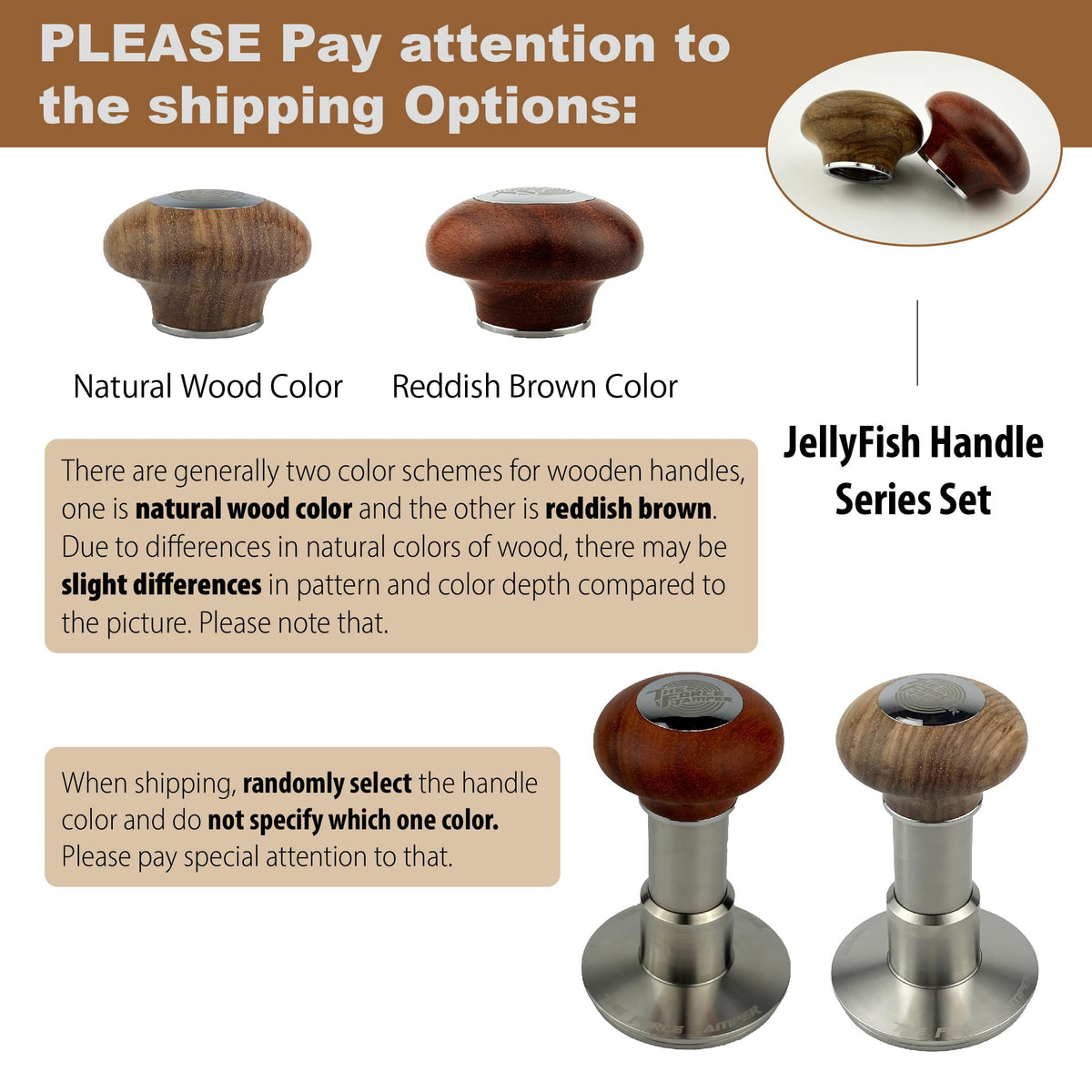 KuGuo The Force Tamper 58.5mm Espresso Tamper Set with Wooden Jellyfish Handle