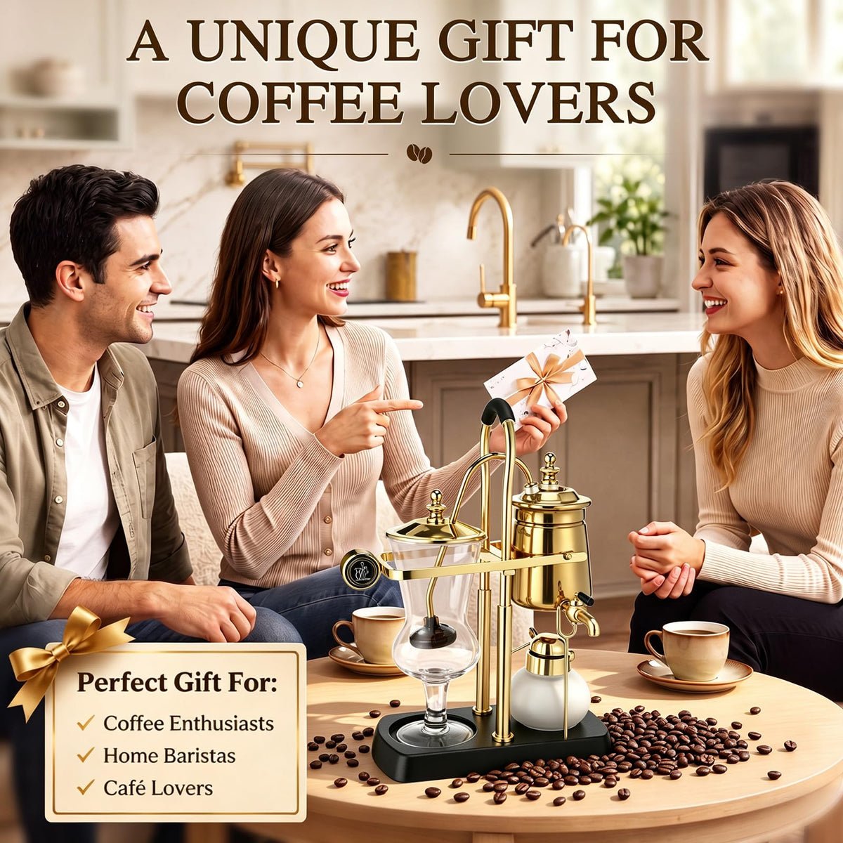 500 mL Gold version of the HappyAlley Belgian Balance Siphon Coffee Maker