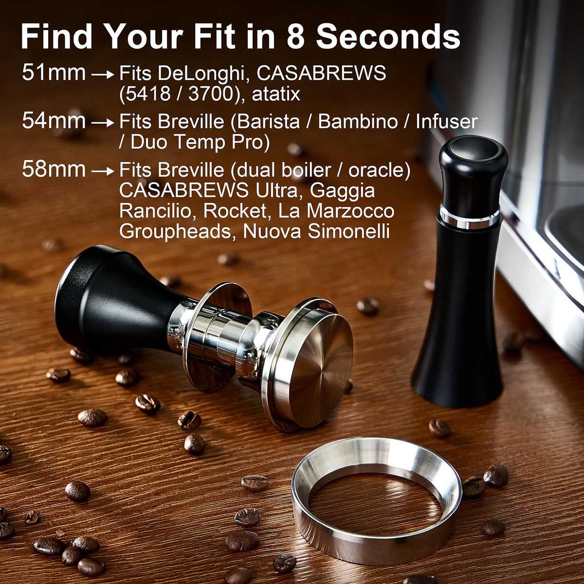 Reoszeank 54mm Breville Espresso Kit – Tamper, WDT & Funnel for precise coffee brewing.