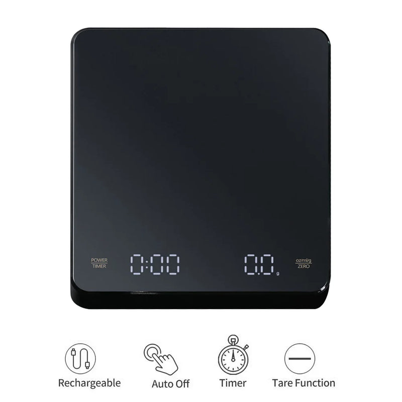 Digital Coffee Scale with Timer – 0.1g to 3kg, USB-C