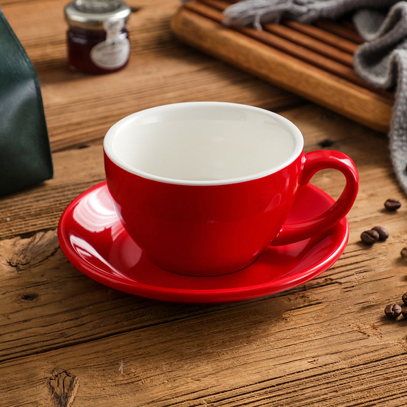 Red Nordic-Style Ceramic Latte Art Cup, 300 ml