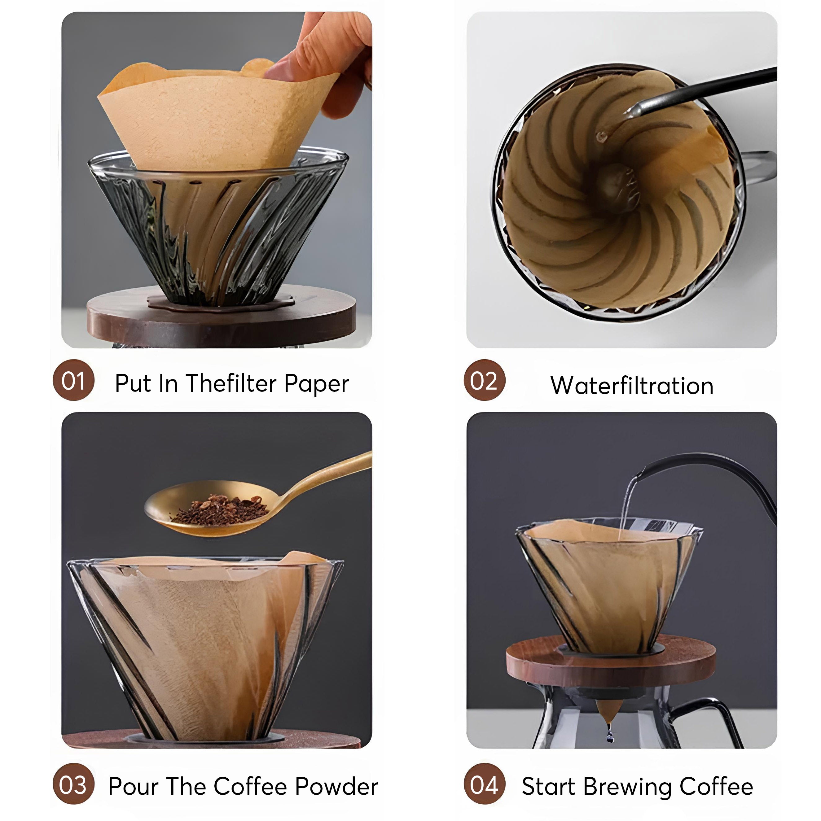 Coffee Brewing V60 Set with Walnut Wood Holder - Shop Coffee Hobby