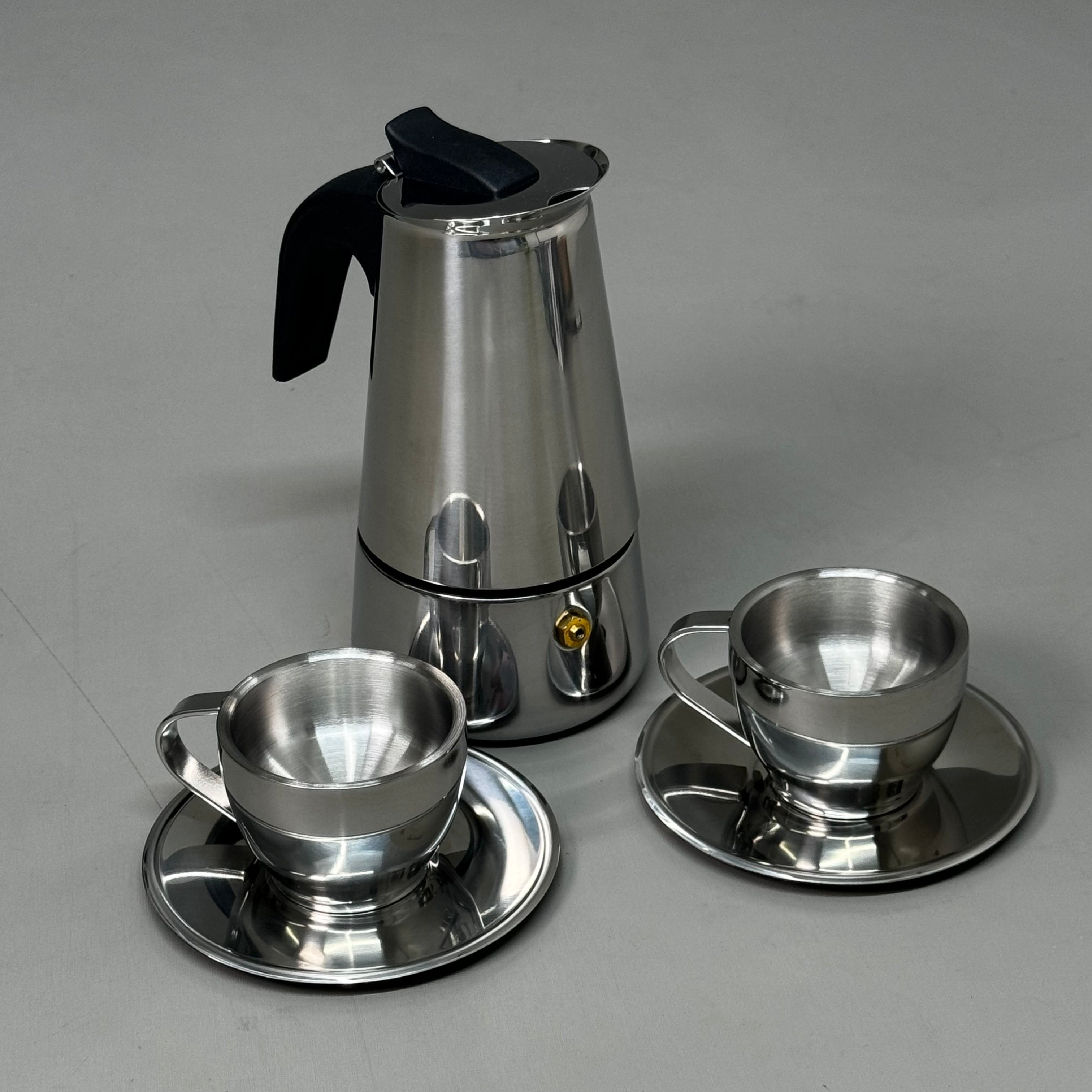 Cook Prep Eat 5-Piece Stainless Steel Stovetop Espresso Maker Set with Cups