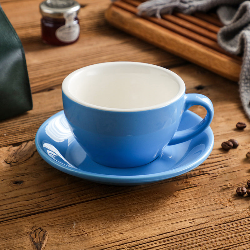Navy Blue Nordic-Style Ceramic Latte Art Cup, 300 ml