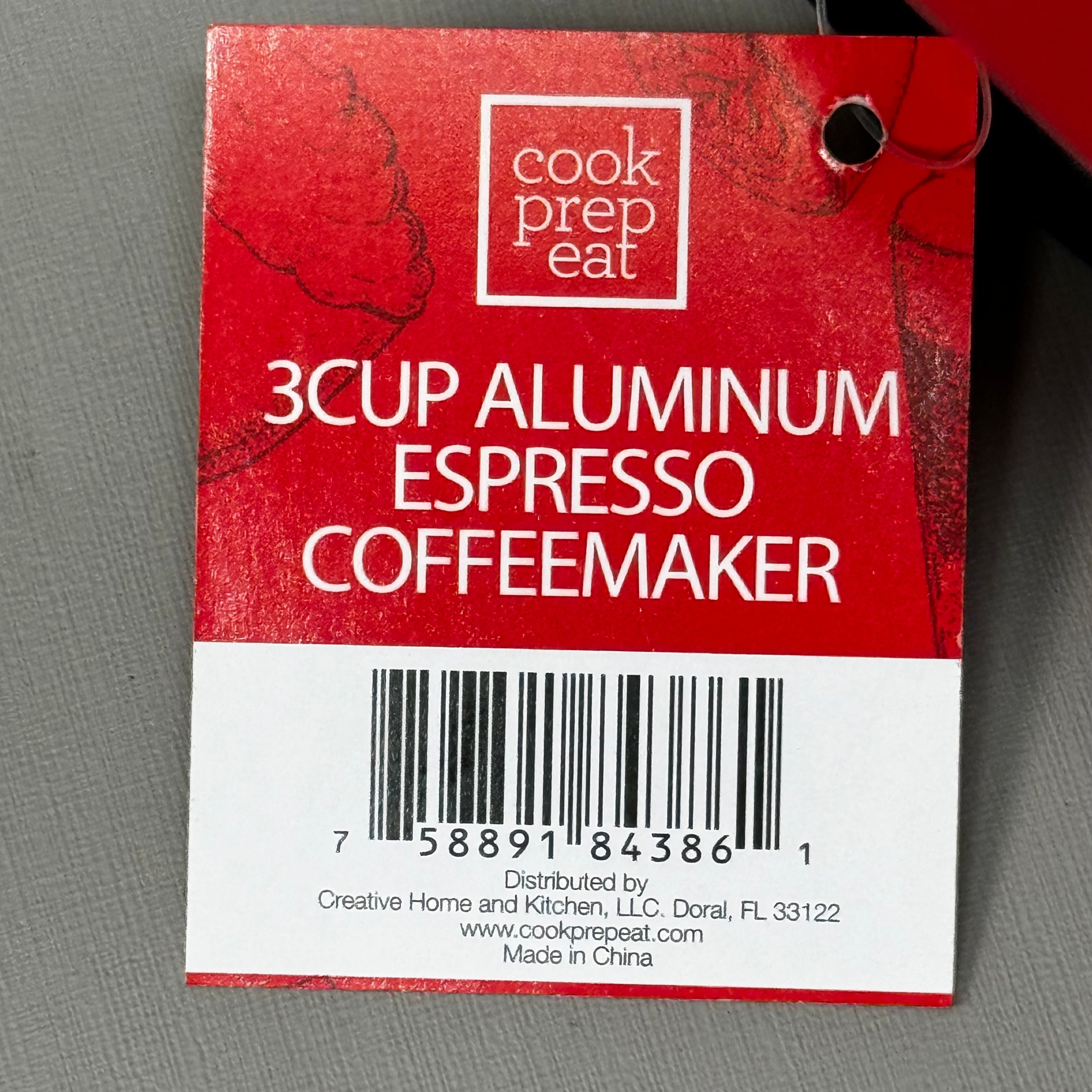 Cook Prep Eat 3-Cup Stovetop Espresso Maker – Aluminum with Stay-Cool Handle