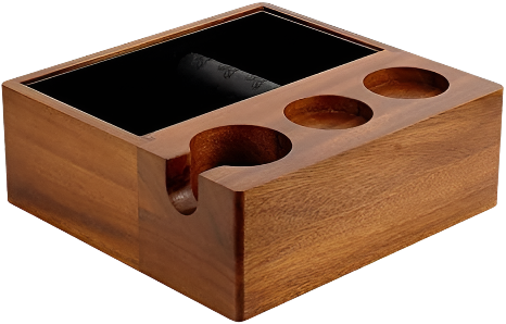 58mm Espresso Knock Box & Tamping Station (Walnut + Stainless Steel)