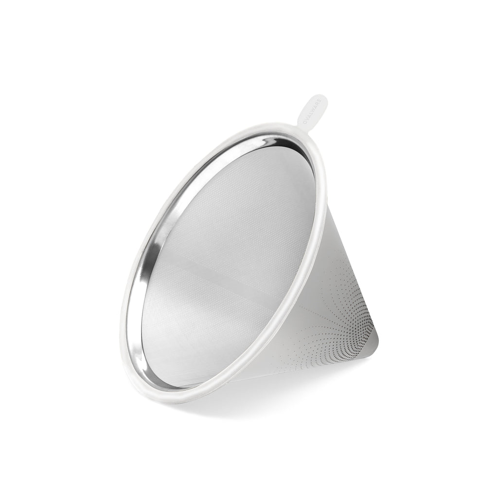 Ovalware Reusable Stainless Steel Pour-Over Coffee Filter in Aura Silver
