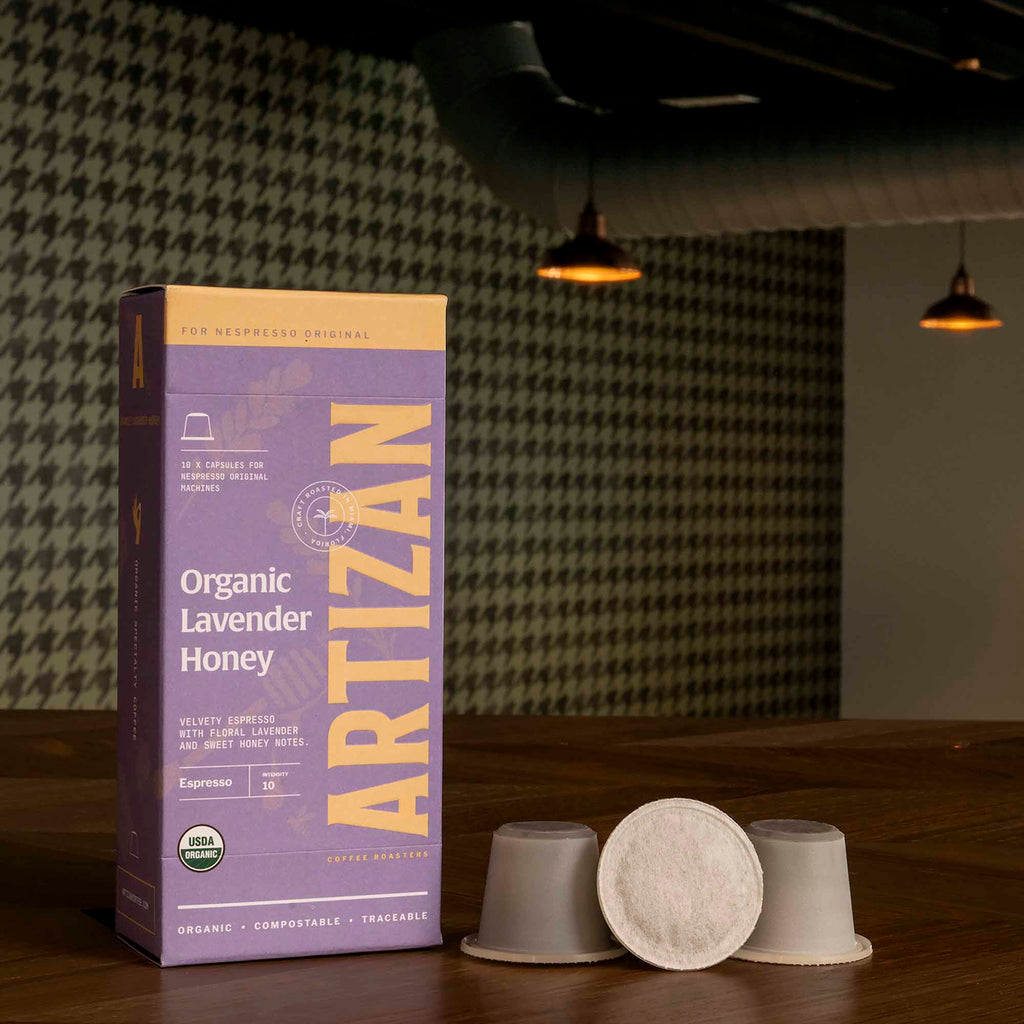 Artizan Pods: Organic Lavender Honey – Flavored Nespresso Compatible Coffee (10 Pack)