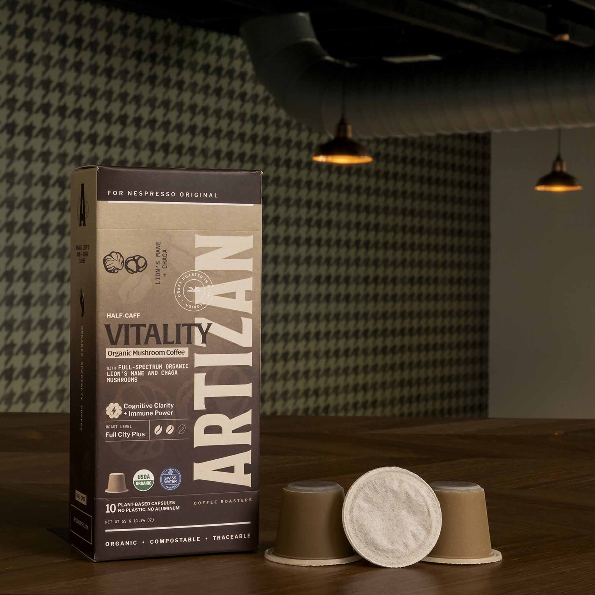 Artizan Pods: Organic Vitality Mushroom – Functional Nespresso Compatible Coffee (10 Pack)