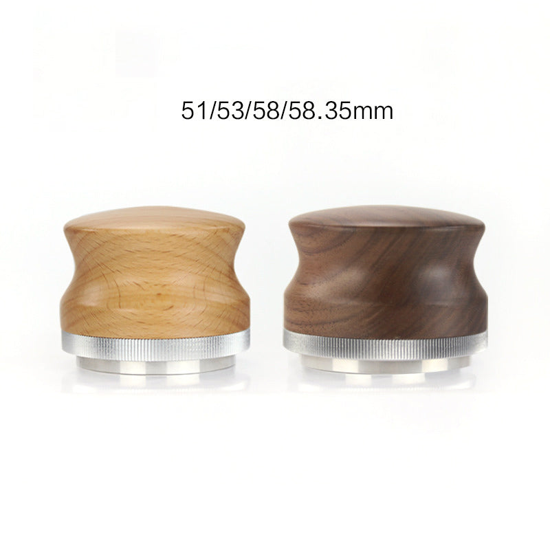Adjustable Coffee Distributor & Tamper Leveler – Walnut Wood Handle (51 / 53 / 58mm)