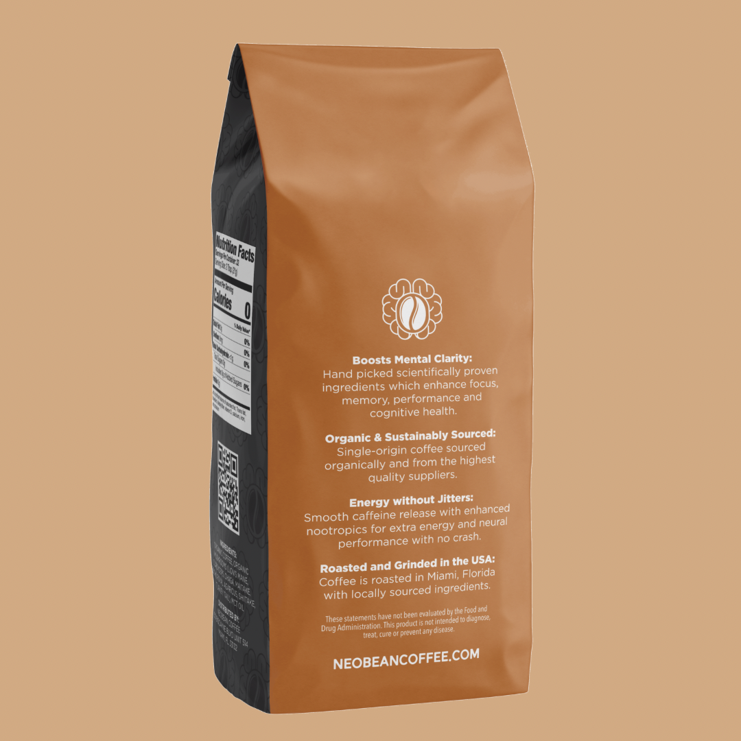 NeoBean Black Label Cerebro Blend – Mushroom Coffee with 8 Adaptogens & MCT Oil