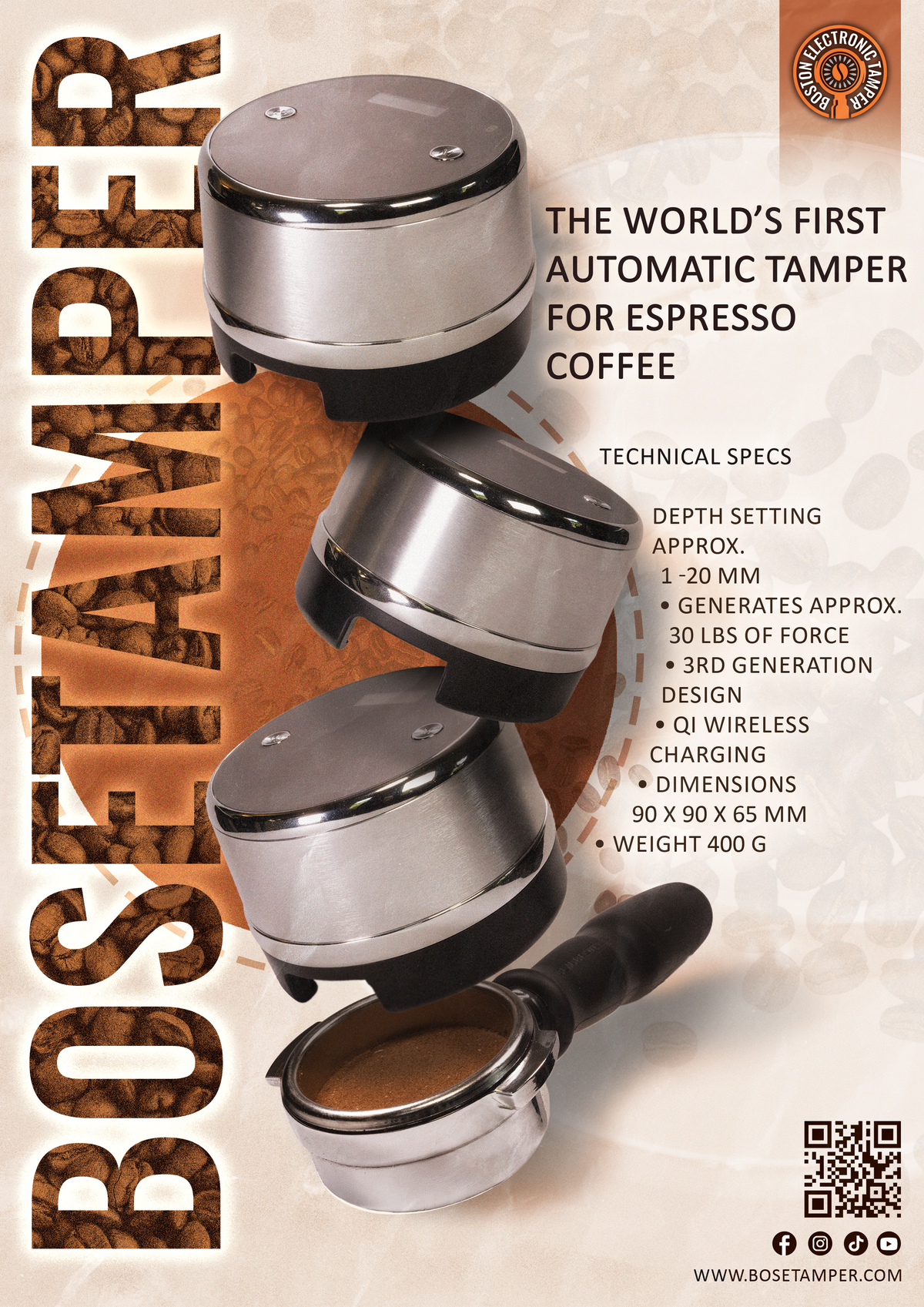 BOSeTAMPER Pro 58.5mm Electronic Espresso Tamper