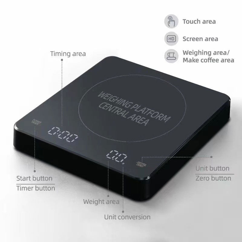 Coffee Scale with Timer | 3kg / 0.1g Precision | USB-C Rechargeable | LED Display