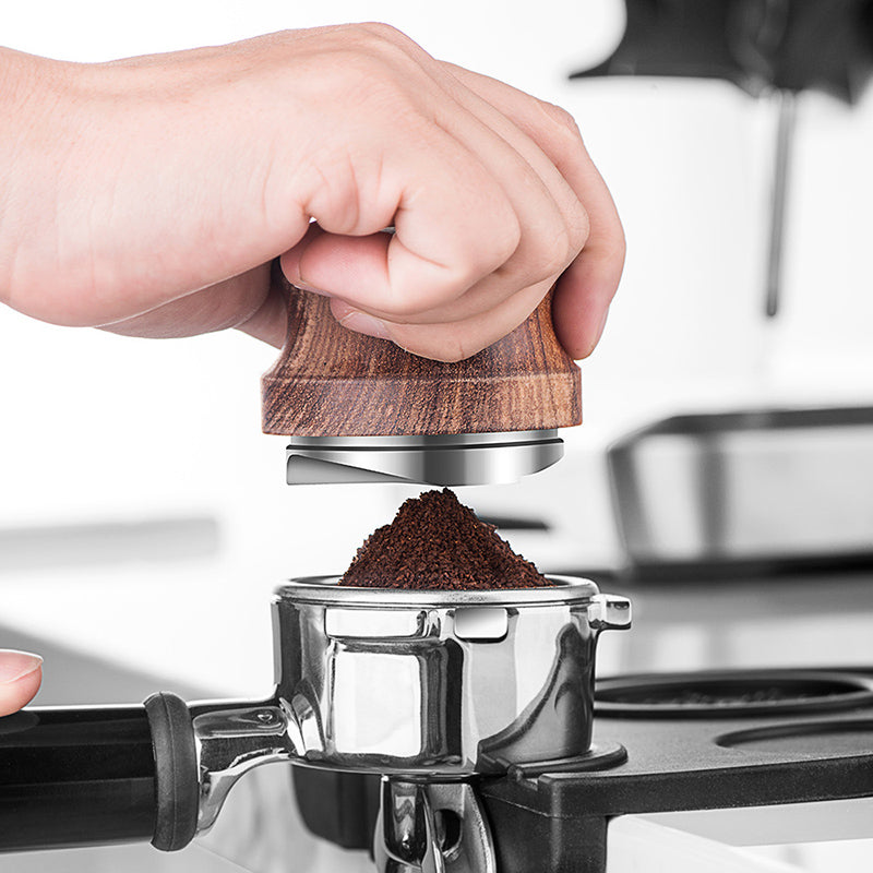 51/53/58mm Coffee Powder Filler Coffee Distributor Adjustable Depth Coffee Tamper Leveler with Walnut Wood Handle Portafilter Accessories - Shop Coffee Hobby