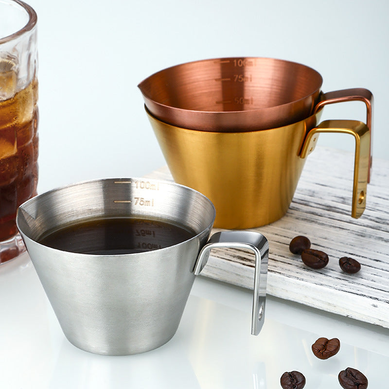 100ml Stainless Steel Espresso Measuring Cup with Pour Spout