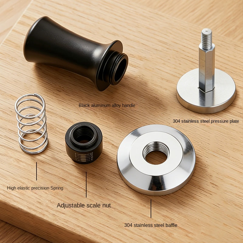 Adjustable Espresso Tamper with Depth Scale | 51mm, 53mm & 58mm | Black & Silver