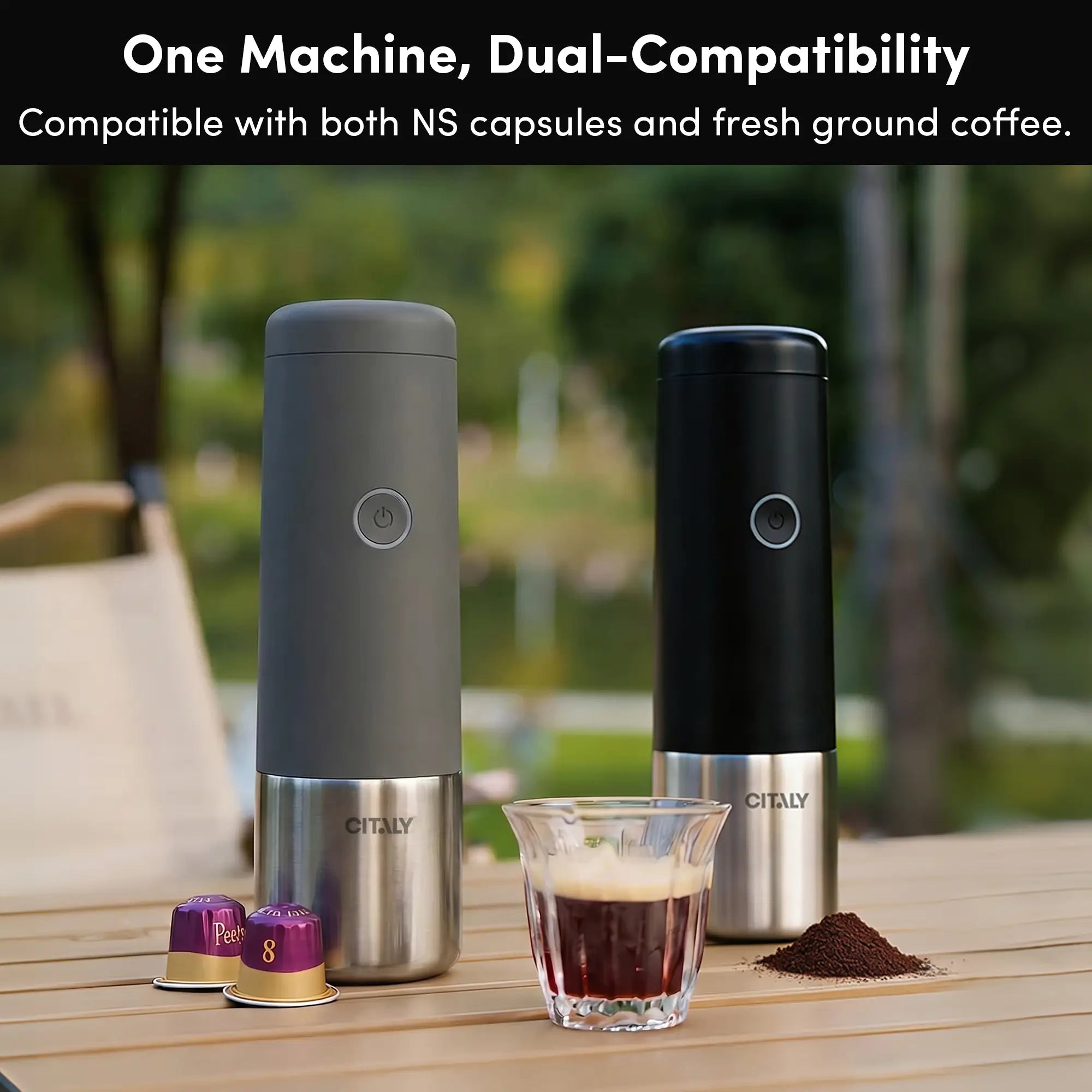 Citaly GO-1 Portable Espresso Machine – Fast Self-Heating, Capsule & Ground Coffee