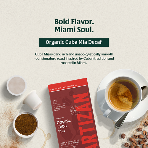 Artizan Organic Cuba Mia Decaf Espresso Capsules, 10-Pack for Nespresso Original Machines