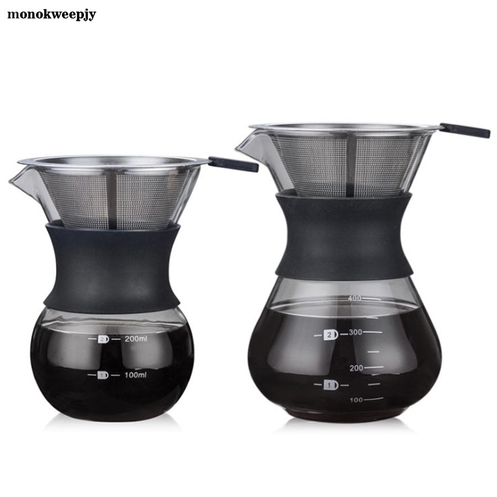 Stainless Steel Paperless Pour Over Dripper | Reusable Coffee Filter | 200ml & 400ml