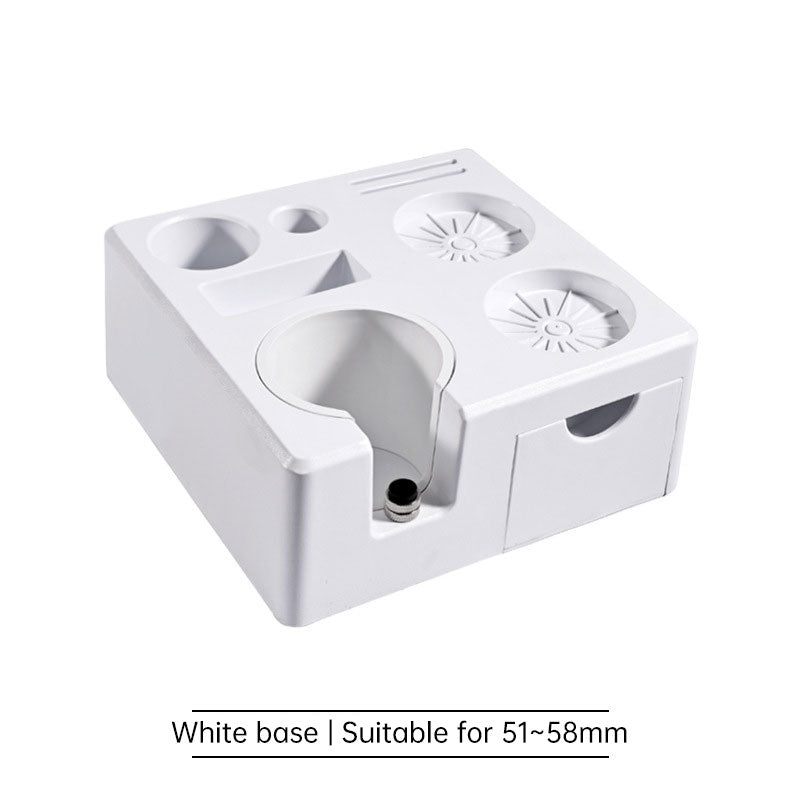 White Adjustable Espresso Tamping Station & Tool Organizer – 51–58 mm