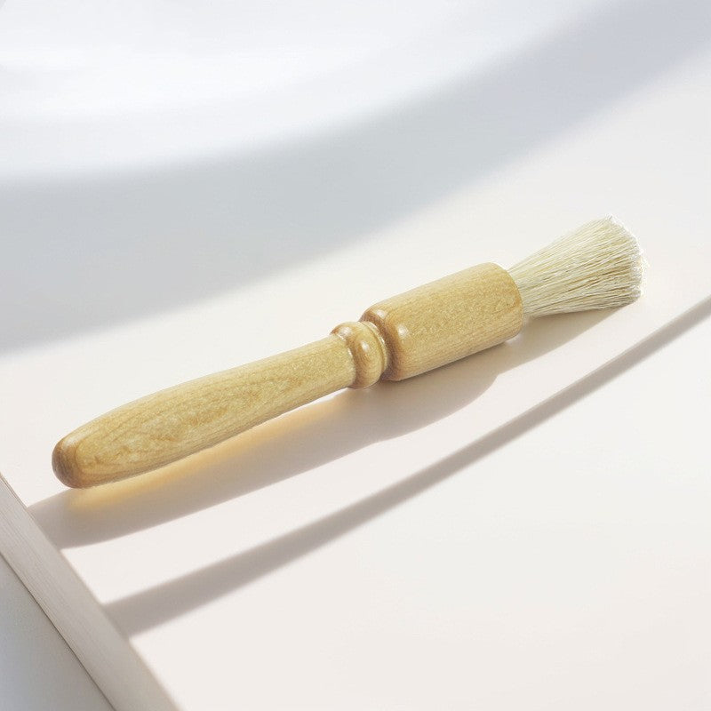Wood-Handled Coffee Cleaning Brush with Natural Hair Bristles