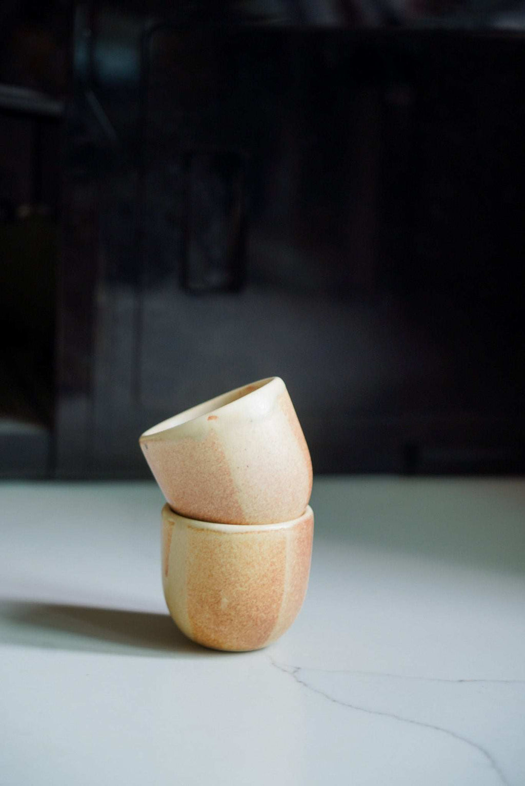 Handmade Beige Stoneware Espresso Cup – 2oz Ceramic Coffee Cup from Ukraine