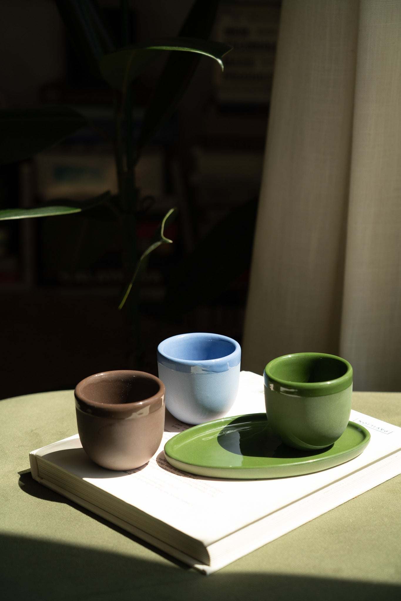 Handmade Porcelain Espresso Cup – Ukrainian Ceramic 2oz Cup (Green, Blue, Pink, Brown) – With or Without Saucer