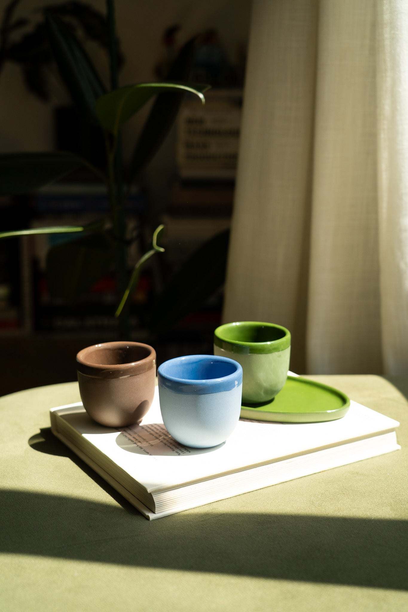 Handmade Porcelain Espresso Cup – Ukrainian Ceramic 2oz Cup (Green, Blue, Pink, Brown) – With or Without Saucer