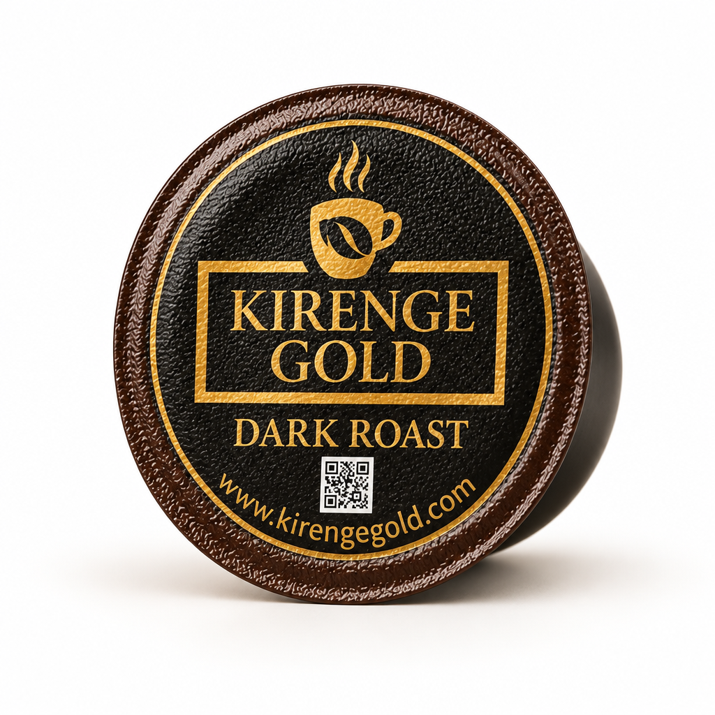 Kirenge Gold Kenyan Dark Roast Coffee Pods, 12 count, Keurig compatible.