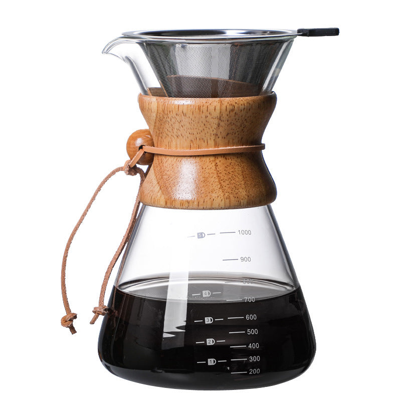 Borosilicate Glass Pour Over Coffee Server with Bamboo Handle (400ml – 1000ml)