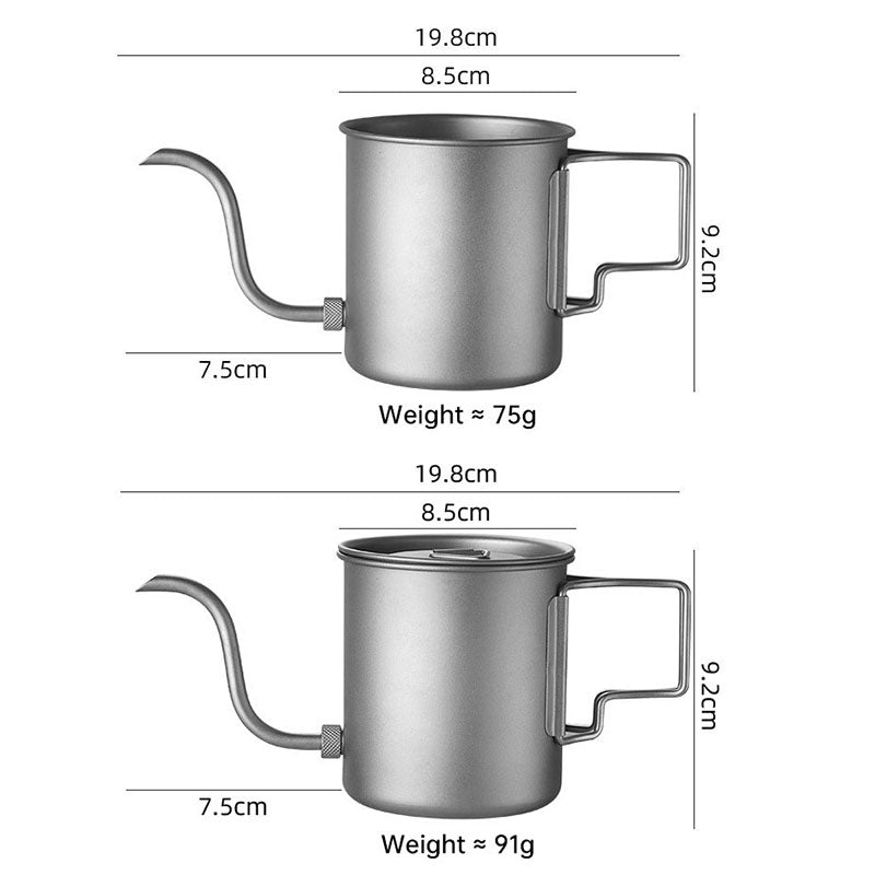 Titanium Gooseneck Pour Over Kettle | 420ml | Folding Handle | Camping & Travel