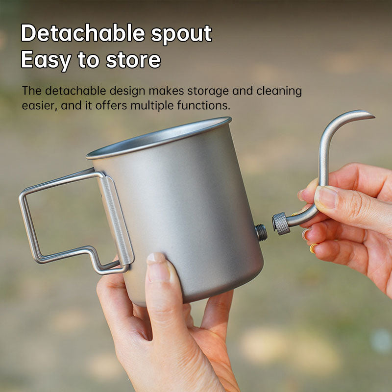 Titanium Gooseneck Pour Over Kettle | 420ml | Folding Handle | Camping & Travel