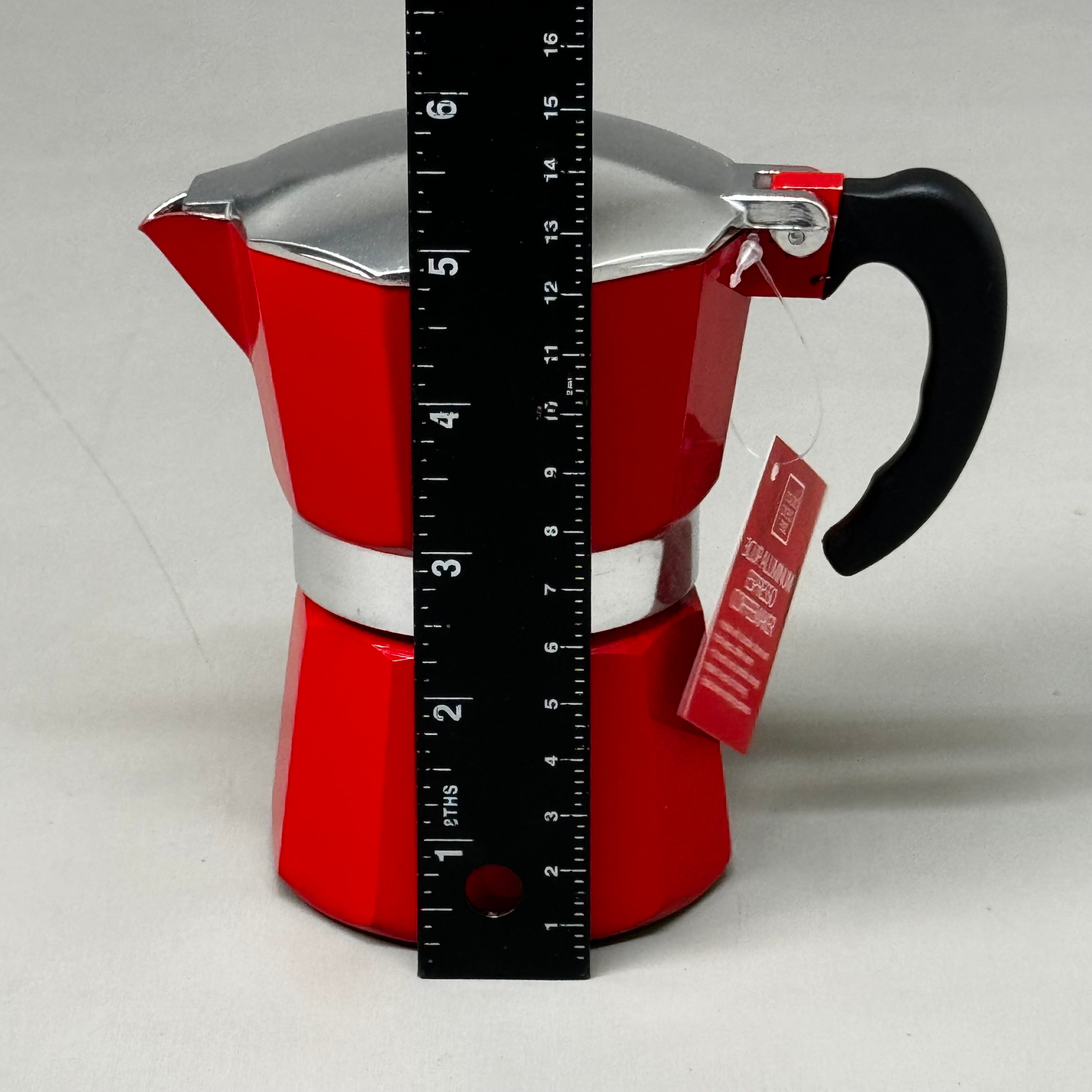 Cook Prep Eat 3-Cup Stovetop Espresso Maker – Aluminum with Stay-Cool Handle