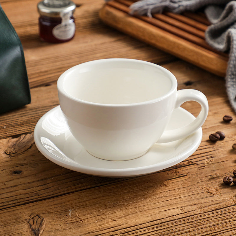 White Nordic-Style Ceramic Latte Art Cup, 300 ml