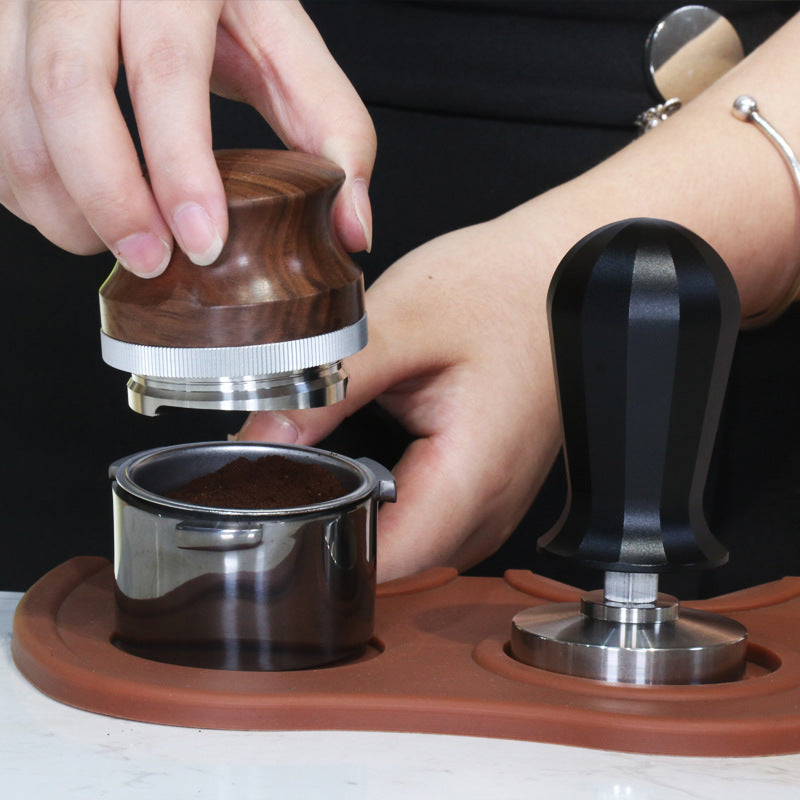 Coffee Distributor Adjustable Depth Coffee Tamper Leveler with Walnut Wood Handle - Shop Coffee Hobby