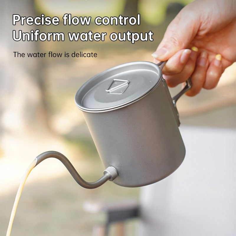 Titanium Gooseneck Pour Over Kettle | 420ml | Folding Handle | Camping & Travel