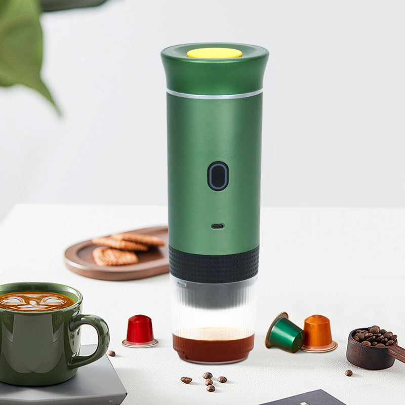 3-in-1 Portable Espresso Maker for Ground Coffee & Capsules, USB-C Green Version