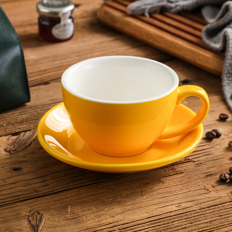 Yellow Nordic-Style Ceramic Latte Art Cup, 300 ml