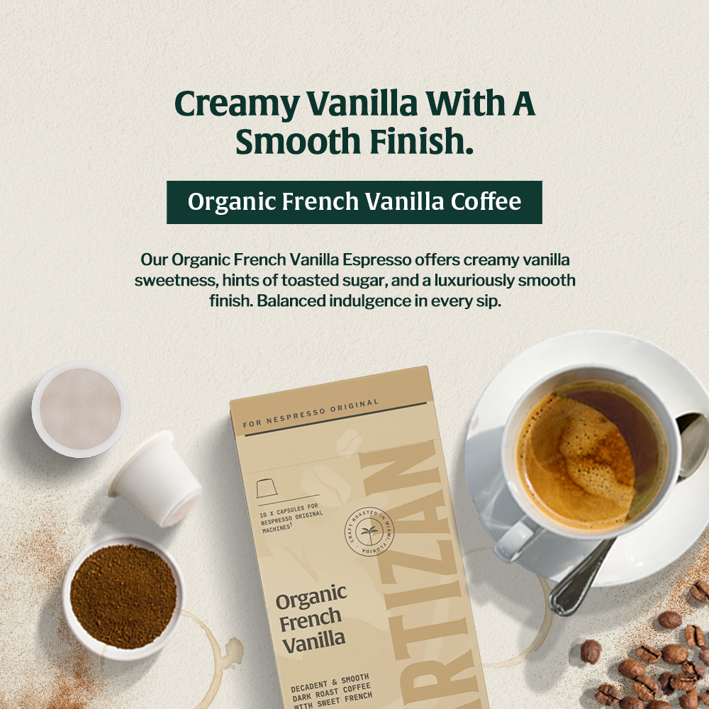 Artizan Organic French Vanilla Nespresso Compatible Espresso Capsules – 10 Count