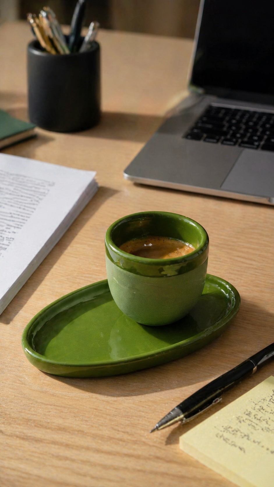 Handmade Porcelain Espresso Cup – Ukrainian Ceramic 2oz Cup (Green, Blue, Pink, Brown) – With or Without Saucer