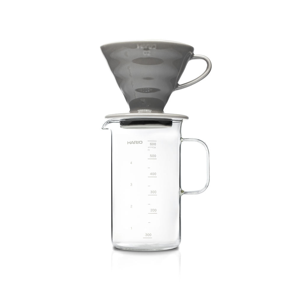 Hario V60 02 Arita-yaki Ceramic Dripper Set – Gray, Beaker Server & Filters