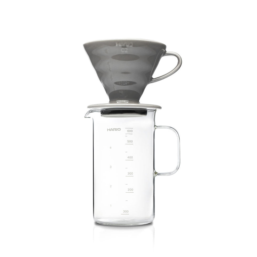 Hario V60 02 Arita-yaki Ceramic Dripper Set – Gray, Beaker Server & Filters