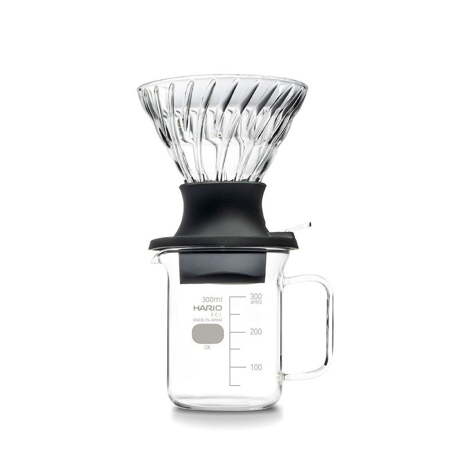 Hario V60 Switch Immersion Brewer Set – Glass, 300ml Beaker Server & Filters