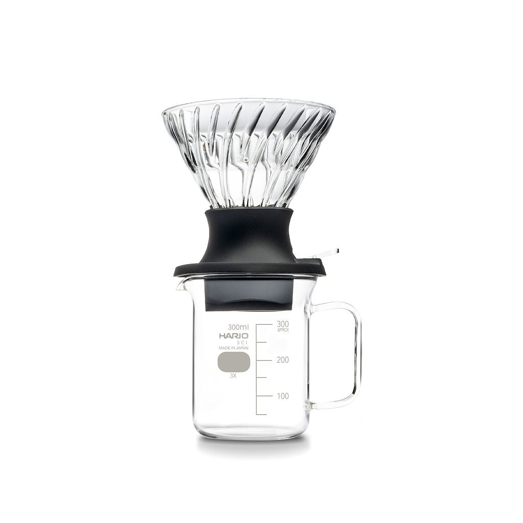 Hario V60 Switch Immersion Brewer Set – Glass, 300ml Beaker Server & Filters
