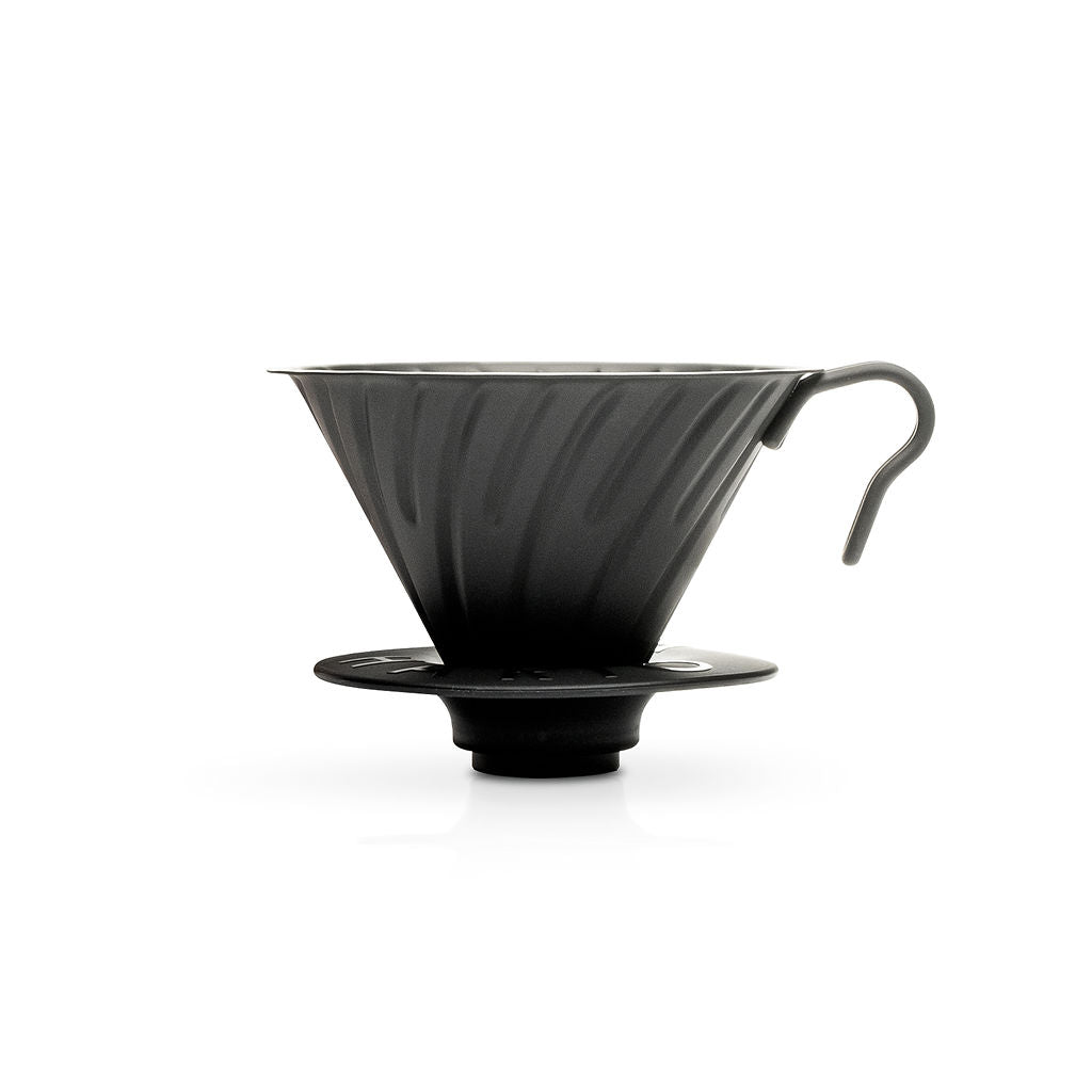 Black Hario V60 02 Metal Pour-Over Coffee Dripper